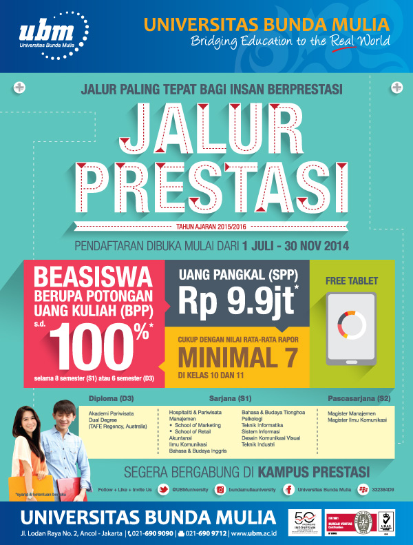 Beasiswa Jalur Prestasi  Universitas Bunda Mulia