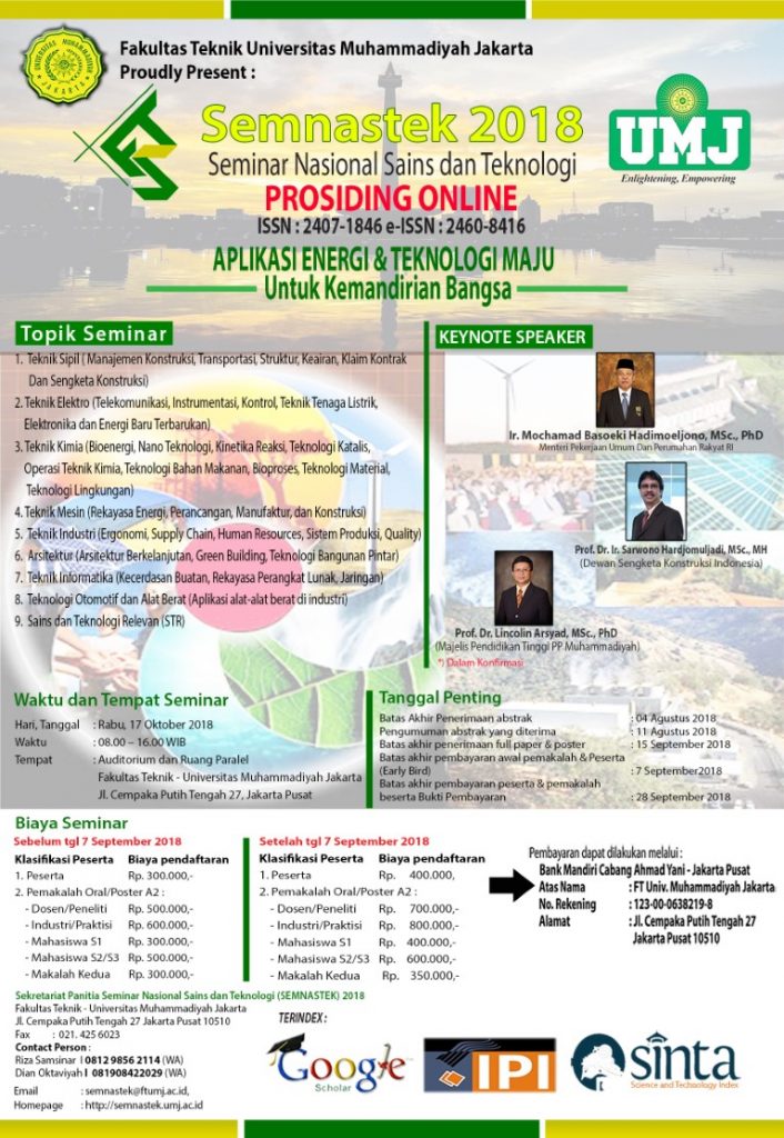 Call For Paper Seminar Nasional Sains dan Teknologi 2018