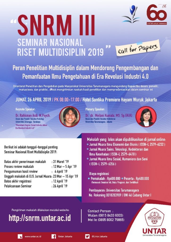 Call For Paper Seminar Nasional Riset Multidisiplin 2019
