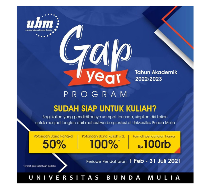 Beasiswa Kuliah: Gap Year 2022/2023 | Universitas Bunda Mulia